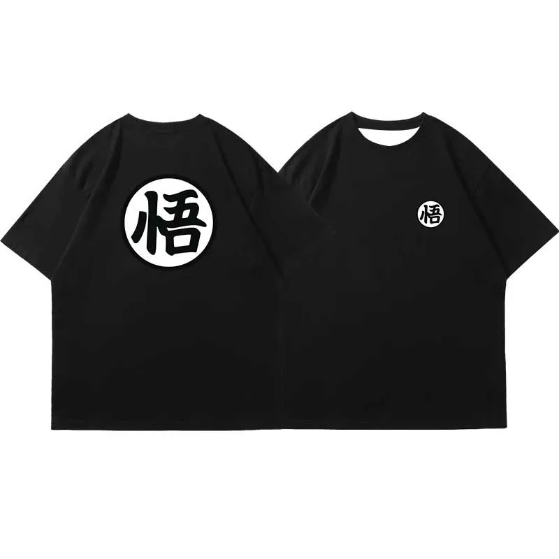 New Dragon Ball Wukong Character Orange Short Sleeved T-shirt for Men Pure Cotton College Style COS Parent-child Outfit