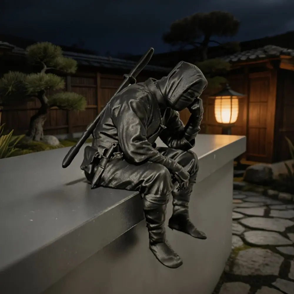 Japanese Style 3D Printed Ninja Figurine Japanese Style Funny Samurai Statue Decoration Desktop Ornament Office
