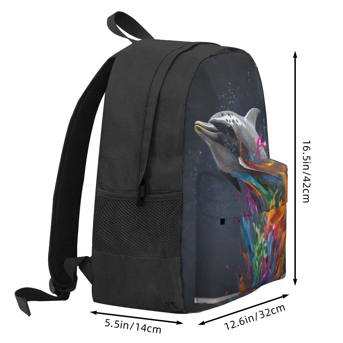 Dolphin Backpack Liquid Splash Explosion University Backpacks Boy Aesthetic School Bags Design Lightweight Rucksack