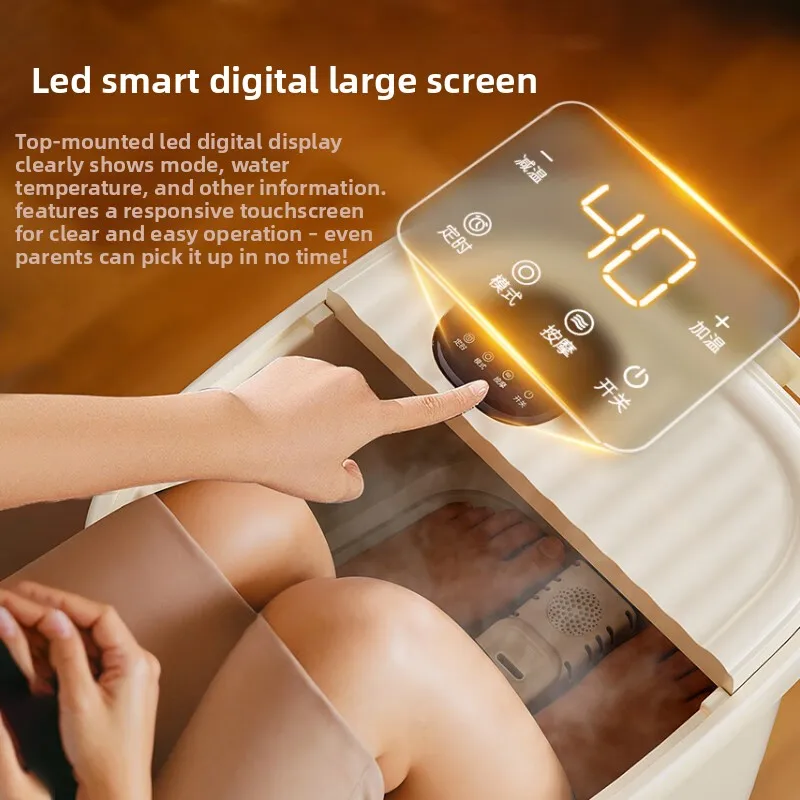 220V Electric Foot Bath Bucket Vibration Heat Foot Spa Bubbles Surfing Massage for Relieve Pressure Relaxation Footbath Machine