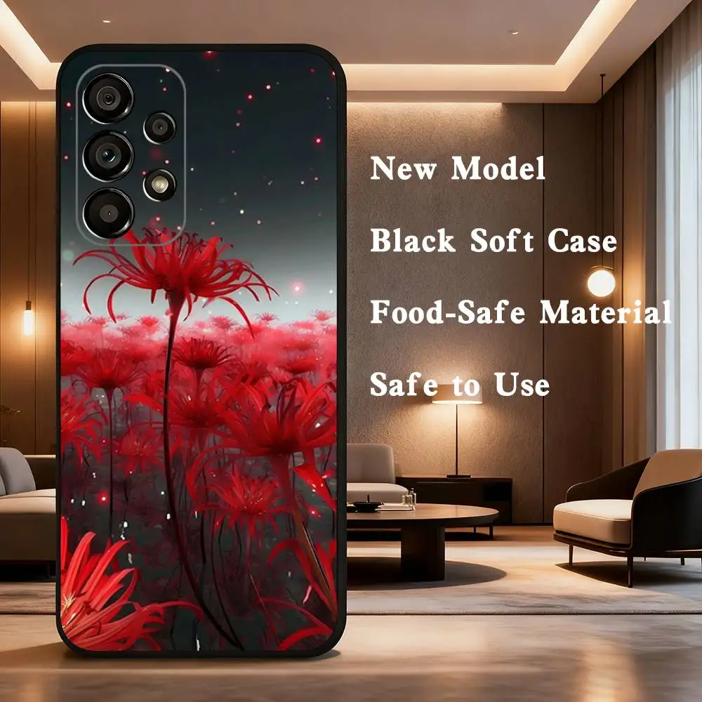 red spider lily Phone Case For Samsung Galaxy A73,31,32,72,41,53,52,71,22,5G,Note,J7,8,9 Soft Black Cover