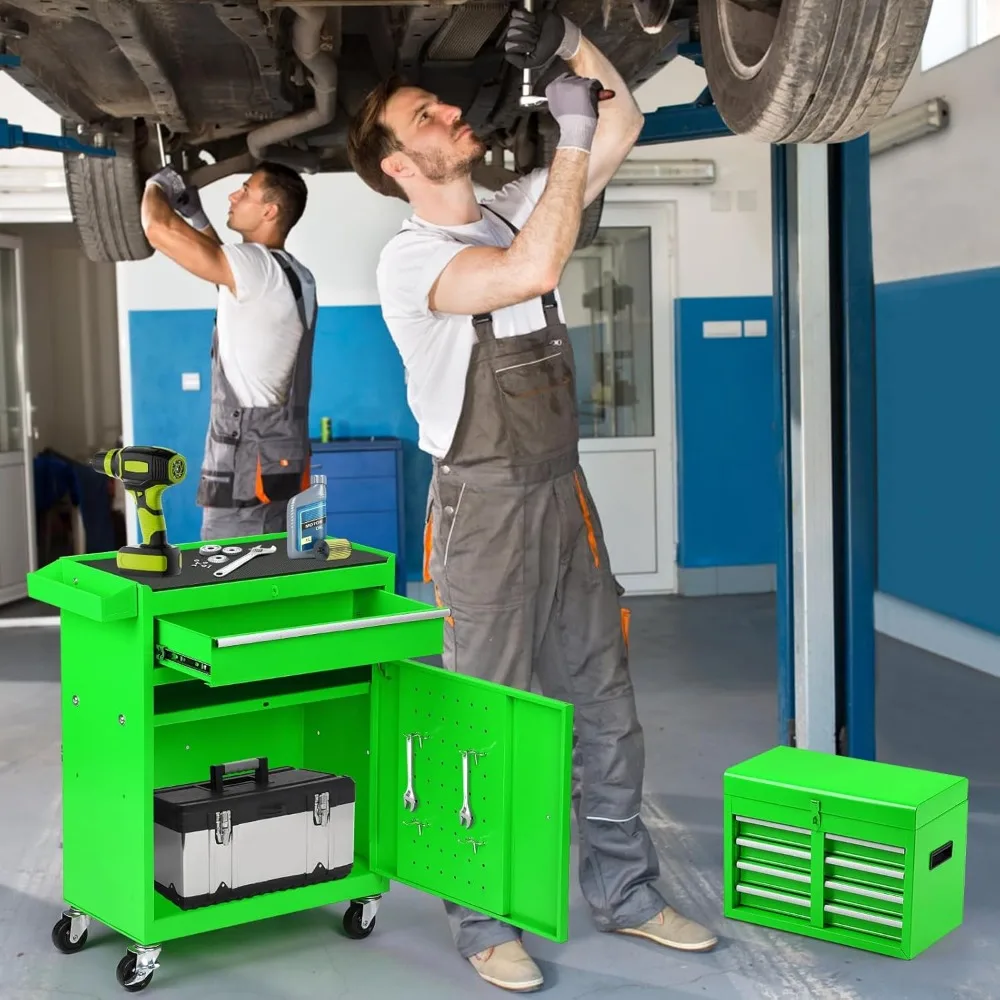 대형 롤링 공구함 5개의 서랍과 분리형 공구함 포함 작업장 보관용