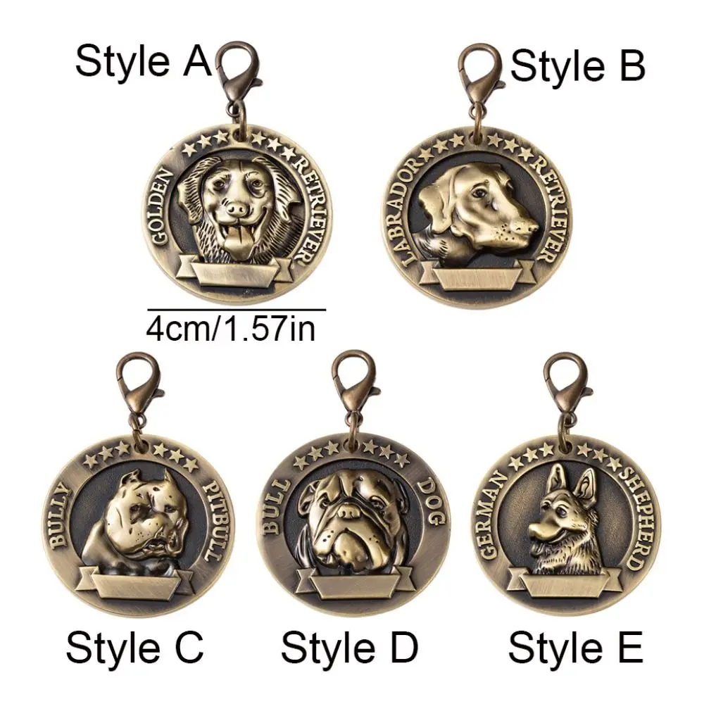 Vintage Dog Tag Anti-lost Personalized Dog ID Name Tags Zinc Alloy Pet Collar Pendant For Labrador Bulldog Samoyed