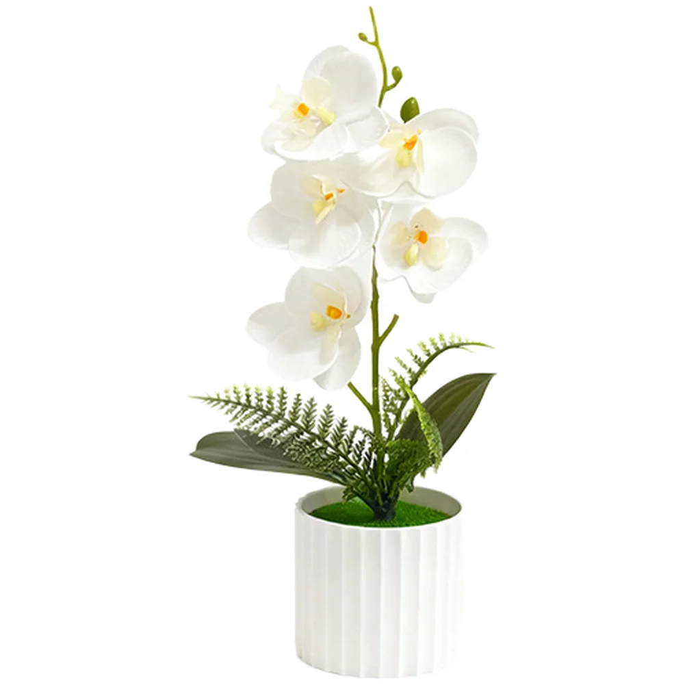 Tabletop Decor Artificial Orchid Wedding Photography White Purple Lifelike Orchid Decoration Stable Base No Watering Required