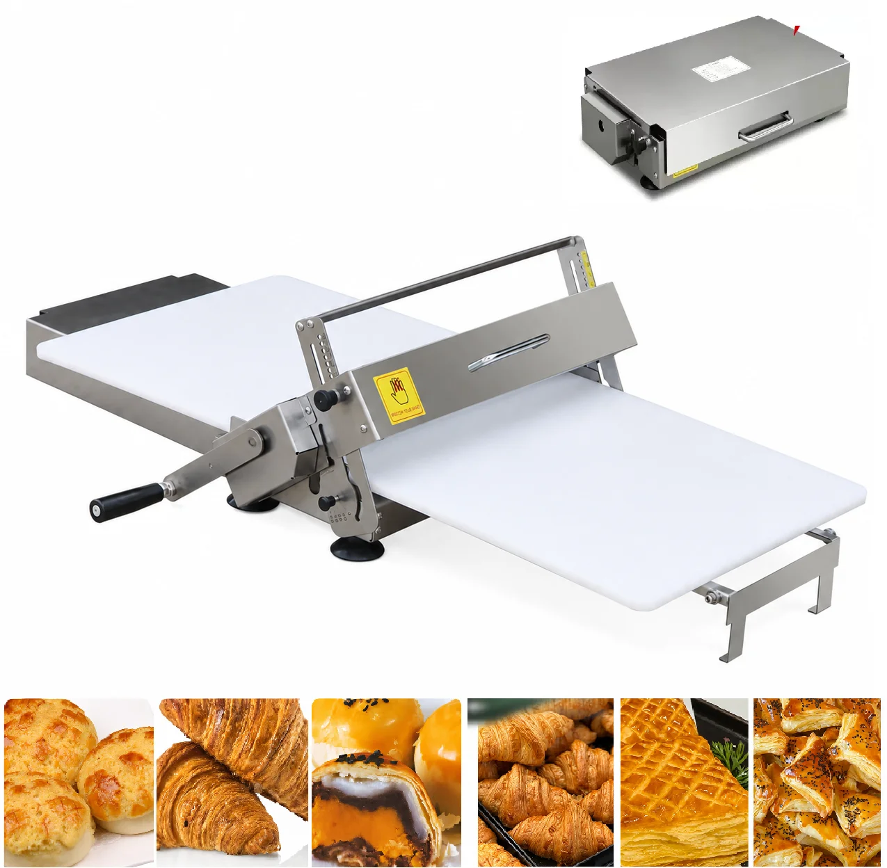 New Cake Dough Sheeter Machine Table Top Thickness Bakery Pizza Croissant Dough Pressing Hand-operated Easy to Operate Laminator