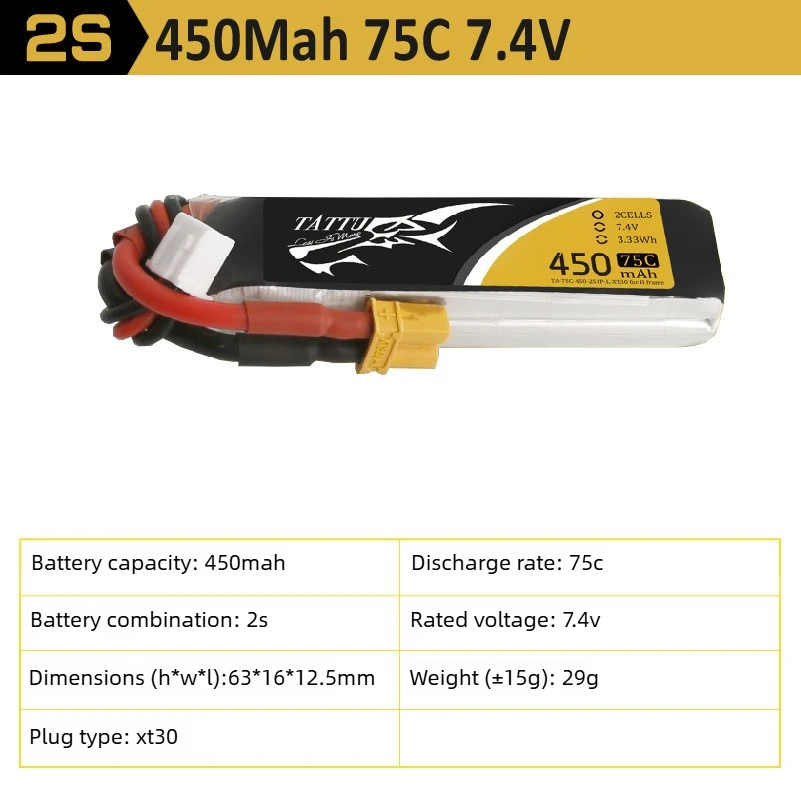2S 7.4V Lipo Battery 450mAh 75C/95C for RC Helicopter Quadcopter FPV Racing Drone Parts 7.4V Drones Batteries