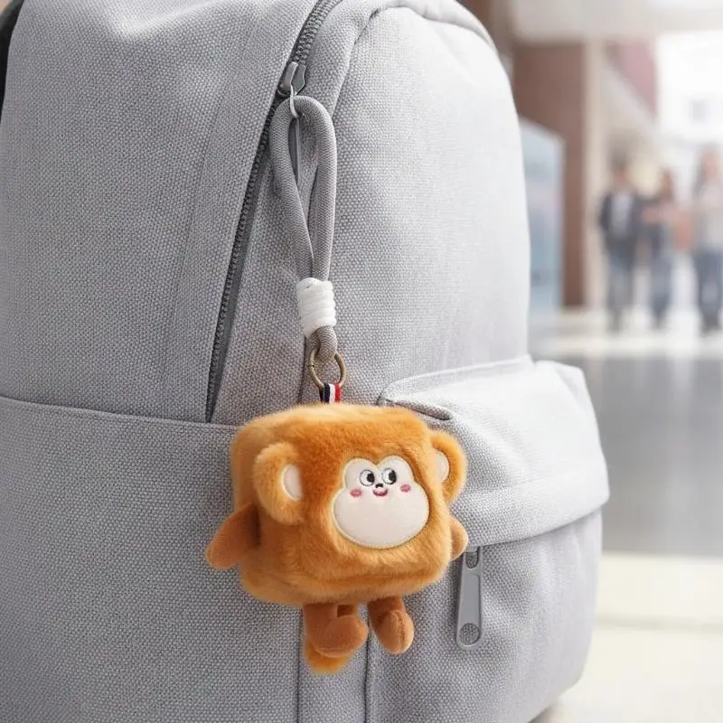 Square Plush Toys Pendant Fruit Animal Keychain Kawaii Backpack Decor Toys Adorably Car Key Holder Creative Birthday Gifts