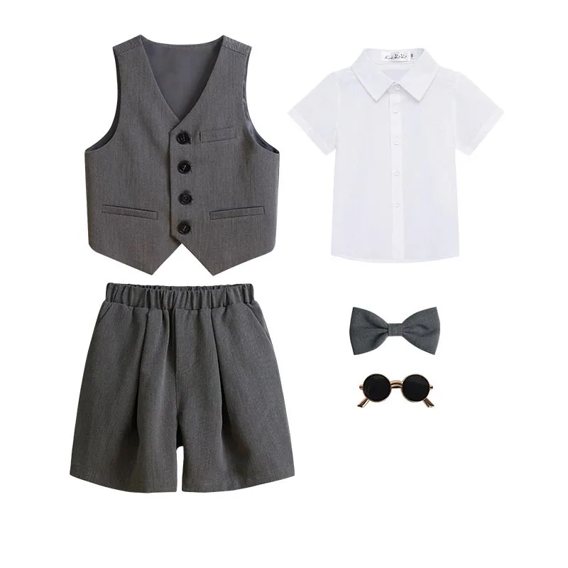 

Детский летний костюм: жилет и шорты, дышащий, для мальчиков, на свадьбу, день рождения, церемонию, облегающий, для выступлений