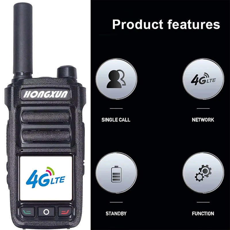 ZELLO Walkie Talkie HX-T72 4G POC 5000KM Bluetooth GPS SOS IPX68 Tela LCD Link sem fio anti-interferência