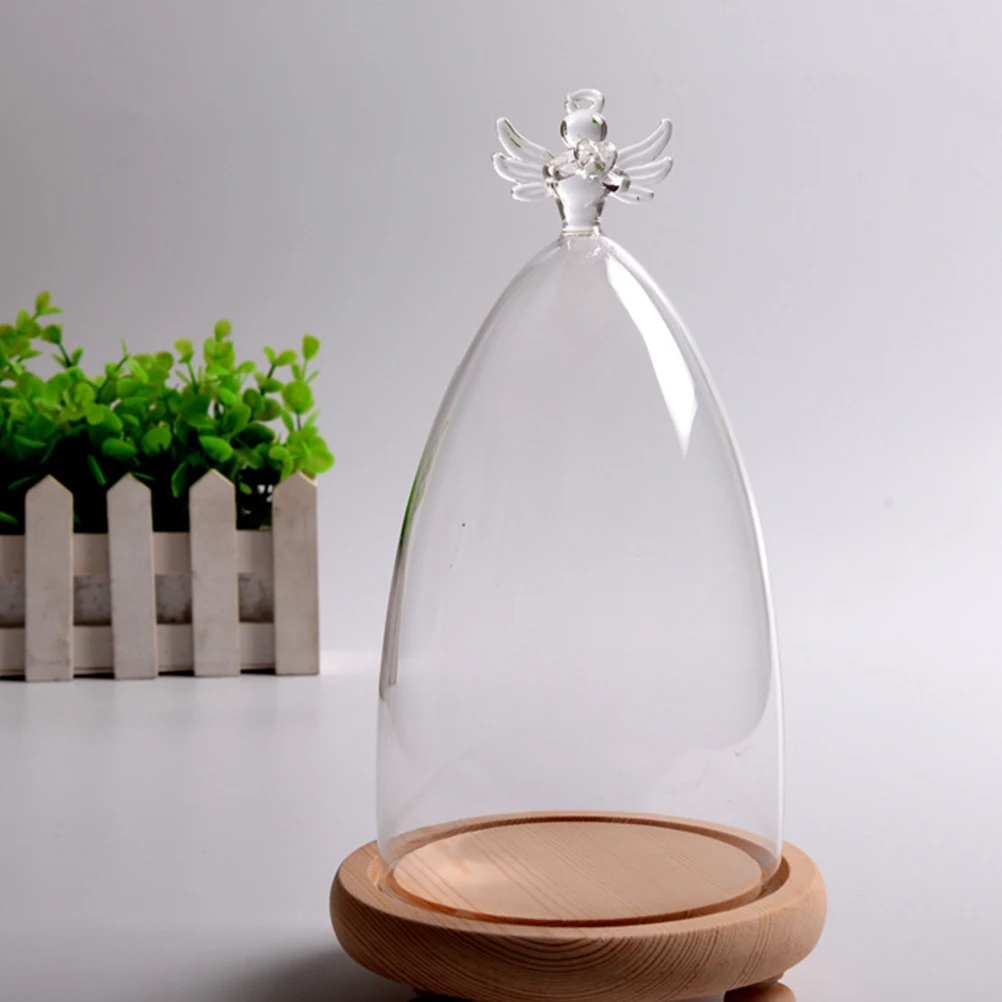 

Clear Dome with Wooden Base Multi-Purpose Display Cloche for Artificial Plants Figurines Decor Wedding Home Party Dust Cover