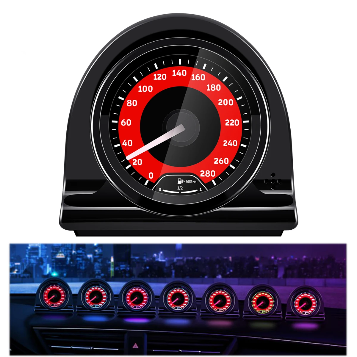 Car Interior Pointer Shape Music Rhythm Lights LCD HD Display LED Decorative Light USB Atmosphere Night Light Desktop Ornaments