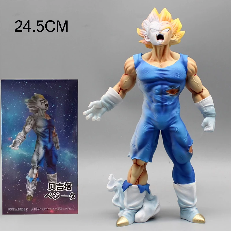 

Anime SSJ Vegeta Dragon Ball Z Action Figure Battle Damage Majin Vegeta Figure Self-destruct Statue 24.5cm PVC Ornaments Toys