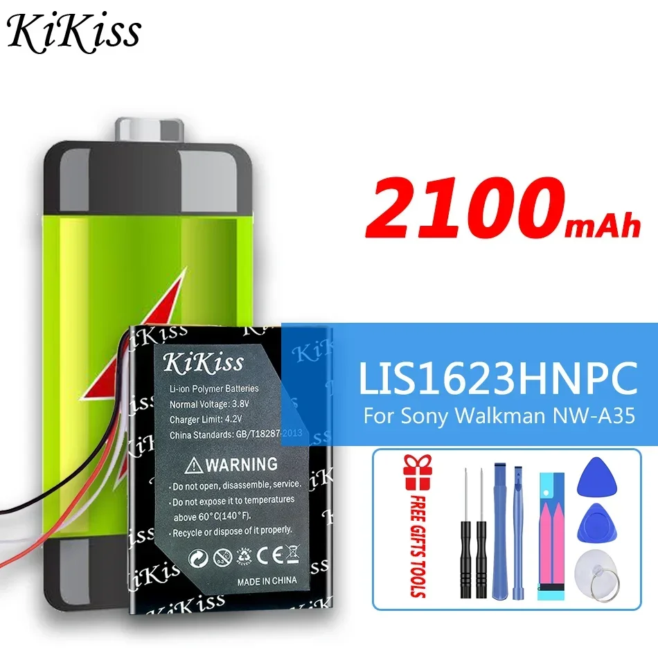 2100mAh KiKiss Powerful Battery LIS1623HNPC For Sony Walkman NW-A35 NW-A45 NW-A46 NW-A47 NW-A55 NW-A56 NW-A57 NW-A105 NW-A106