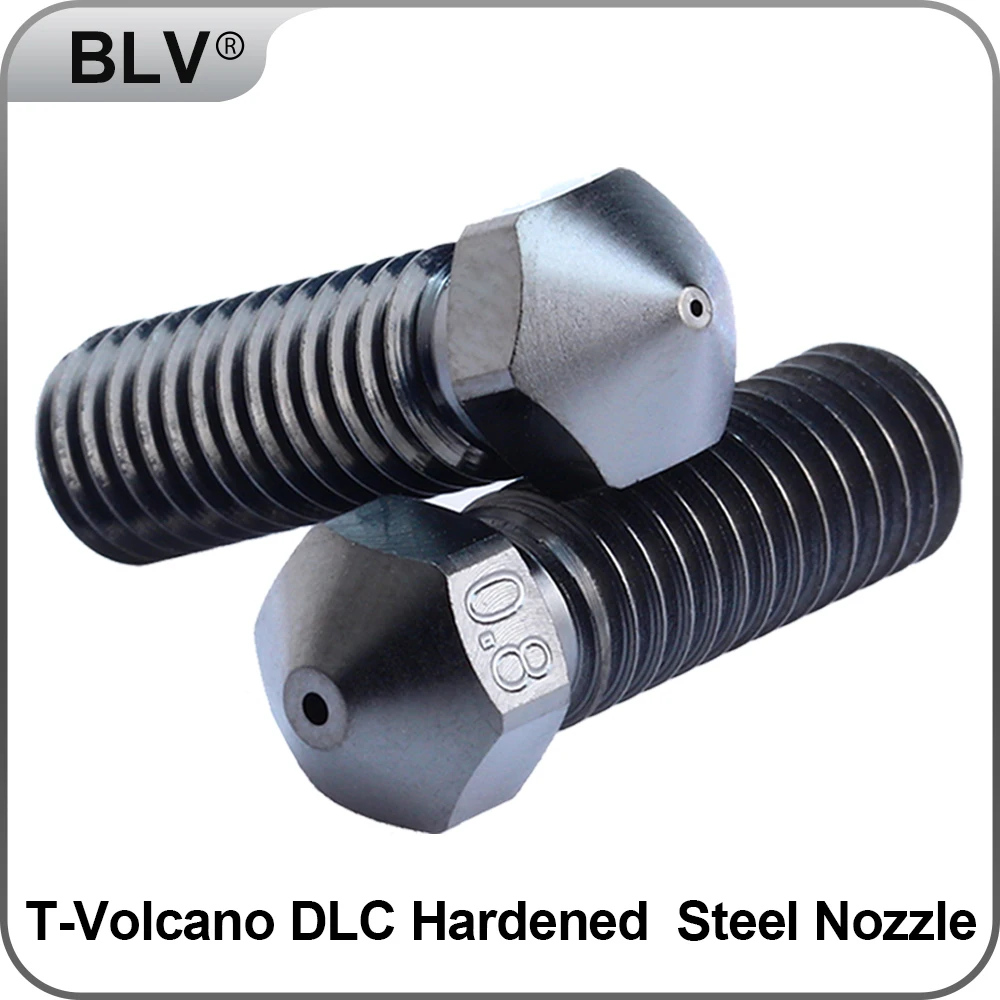 

BLV®T-Volcano DLC Hardened steel Nozzle M6 Thread For 3D Printers For Rapido Hotend for Carbon fiber nylon filament