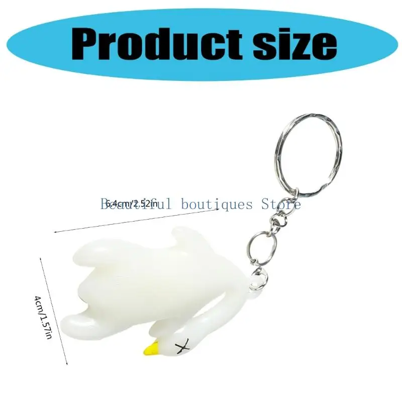 U4LF Ultraviolets Discoloration Duck Rearview Mirror Hanging Decoration Funny Animal Keyring Keychain Novelty Gift
