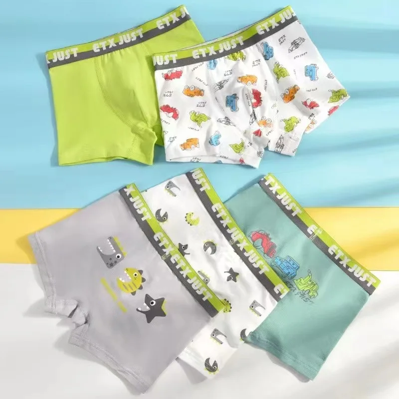 

new children high quality boys cotton boxer shorts panties kids underwear 2-20 years old teenager 5pcs/lot cartoon student