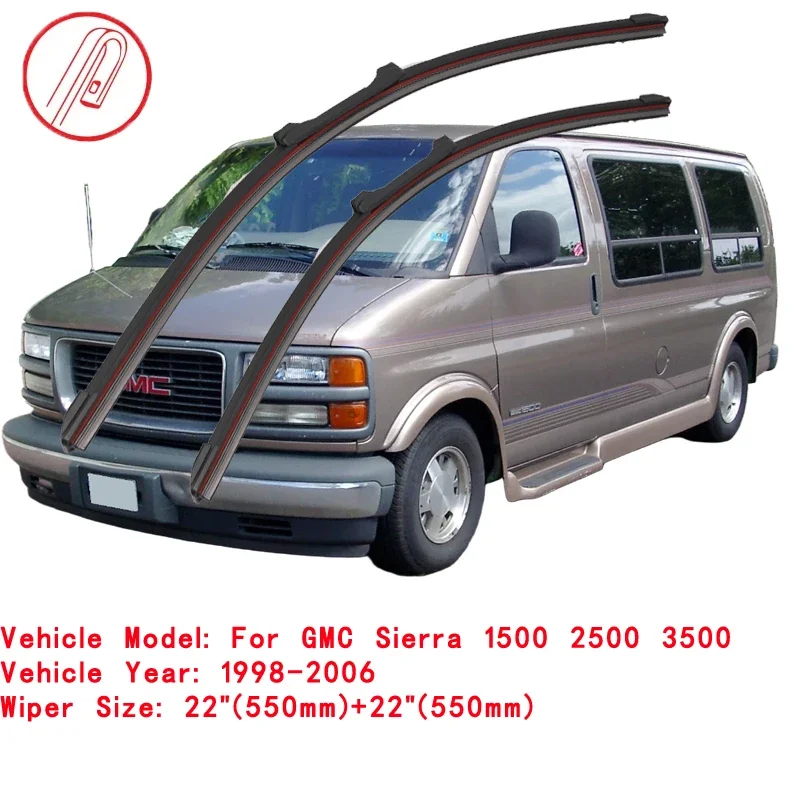 For GMC Sierra 1500 2500 3500 Pick Up 1998 1999 2000 2001 2002 2003 2004 2005 2006 Double Rubber Car Windshield Wiper Blades