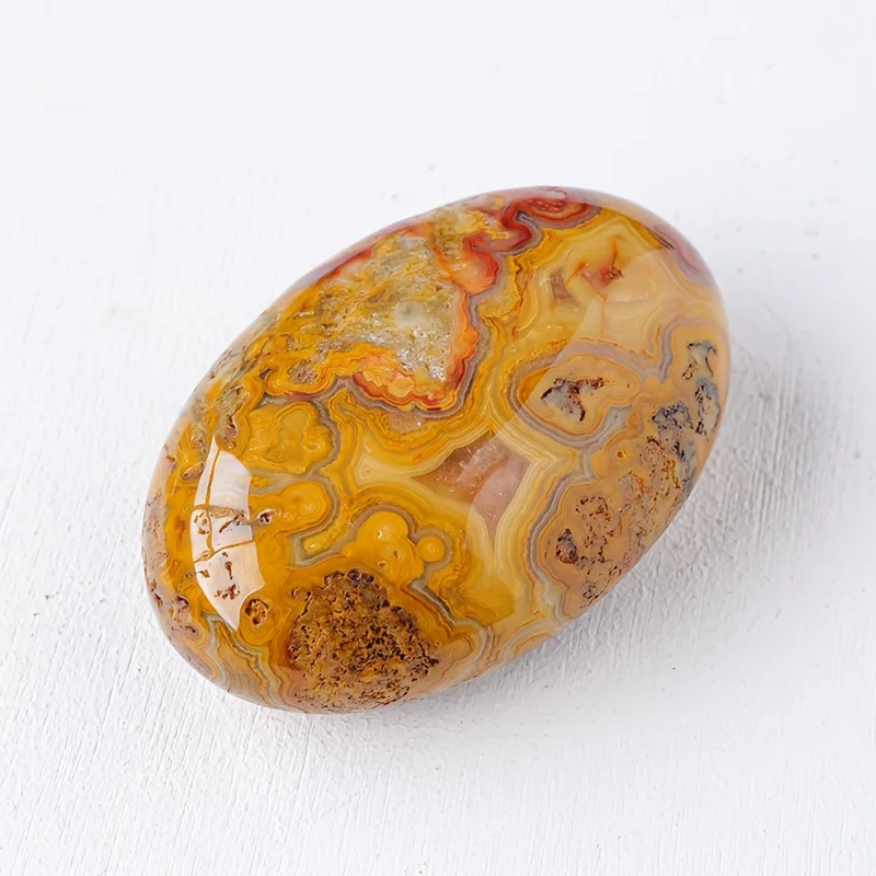 1pc Natural Crazy Agate Palm Stone, Polished Oval Gemstone Pocket Palm Stone Gift, DIY Gems, Room Decor The Perfect Choice, Gift