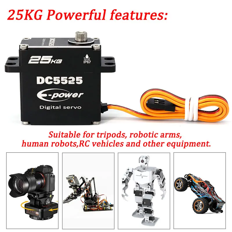 NUOVO RC DC5525 Waterpoof Servo 25kg Servo Digitale 180/270 Gradi Full Metal Per 1:8 1:10 RC Crawler SCX10 TRX4 D90 Parti di Giocattoli