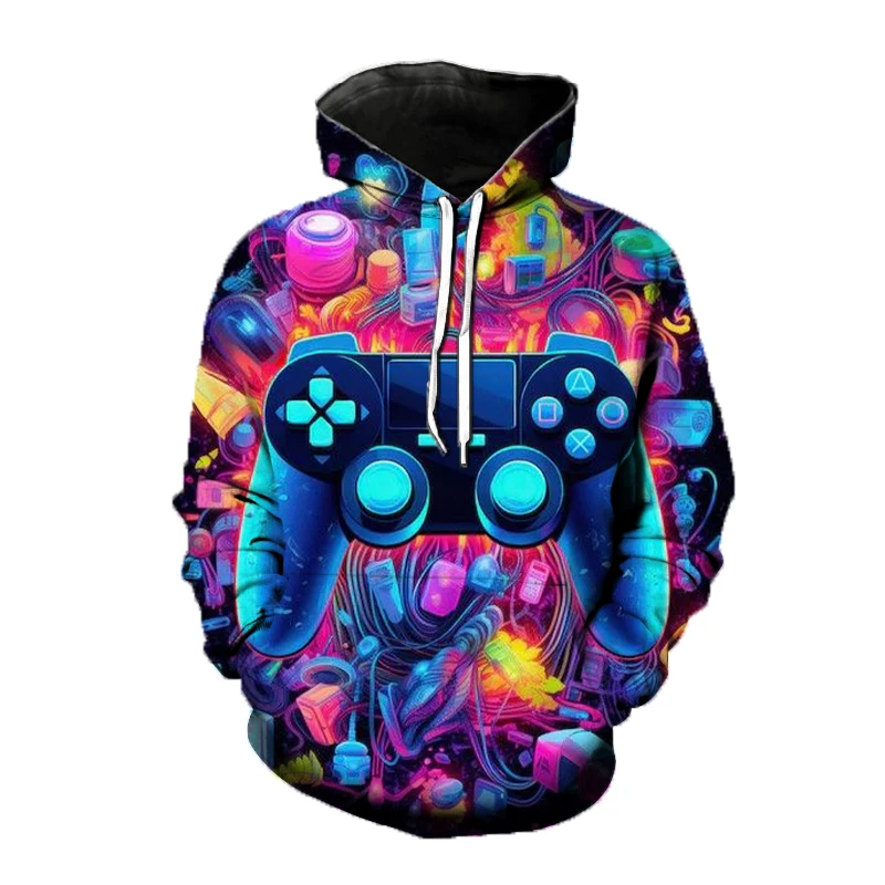 Customization New Gaming Neon Graphic 3D Print Hoodies Men's Women Hooded Sweatshirts Oversized Harajuku Pullover Tracksuit Coat