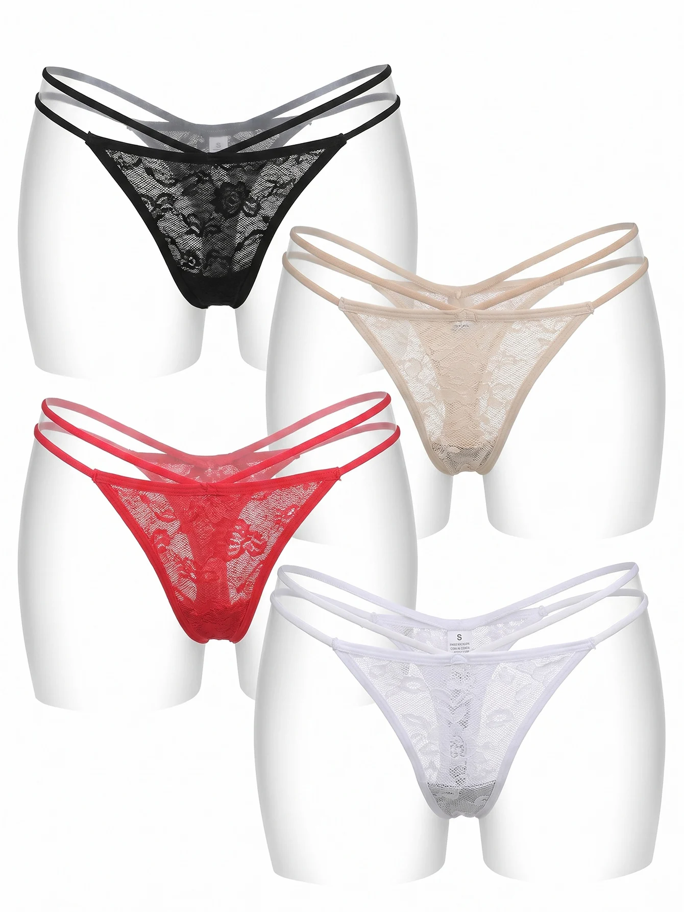 Women Lace Sexy G-string Criss-cross Strap Delicate Lace Multi-strap Sheer Low Rise Elegant Comfortable 4 Colors Thong C964