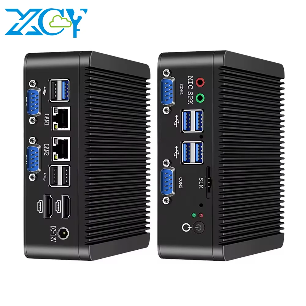 Fanless Dual LAN IOT Industrial Computer J4125 Ubuntu Linux Mini PC with 2*LAN RS232 RS485 2* H-DMI GPIO LVDS TPM Slot