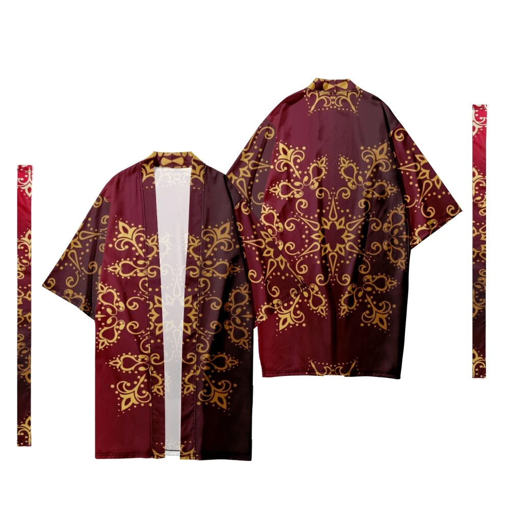 

Men's Japanese Christmas Long Kimono Cardigan Men's Samurai Costume Kimono Traditional Kimono Shirt Yukata Jacket 2