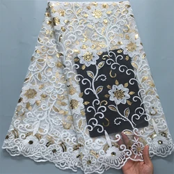 SJD LACE African Sequins Mesh Woman Lace Fabric 2024 High Quality Nigerian French Net Lace Fabrics for Sewing Wedding Dress 4098