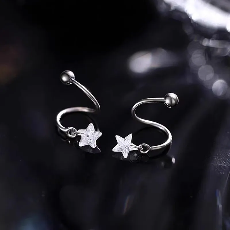 925 Sterling Silver Zirconia Star Earrings Fashion Geometric Shape Earrings Birthday Party Gift for Women Fine Jewelry