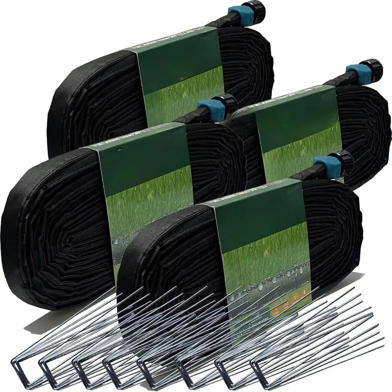 

200FT Soaker Hose 4-Pack - 50FT Drip Irrigation System, Leakproof & Water Saving Garden Hose for Vegetable/Flower Beds