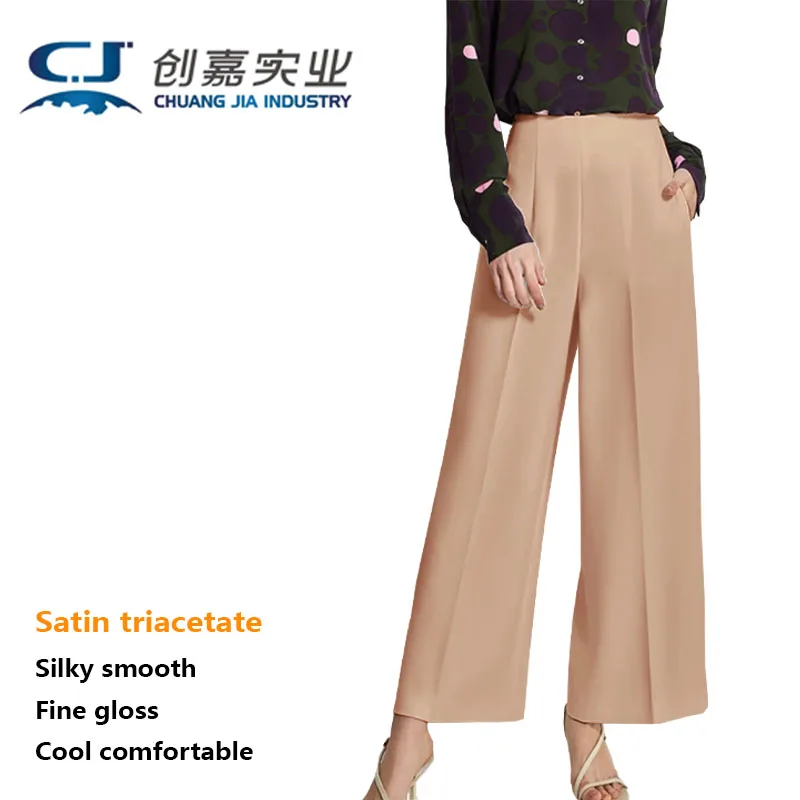 

Light Luxury Satin Triacetate Ladies Nine-point Pants White Loose Wide Leg Pants Spring and Summer Fat Girl Temperament Noble