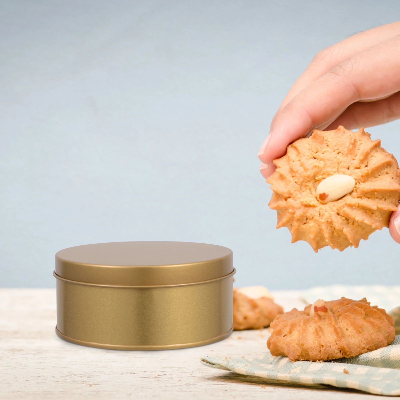 

4Pcs Large Round Tin Box Gift Packaging Box for Cookie Storage Candy Airtight Metal Container Decorative Jars for Home Kitchen