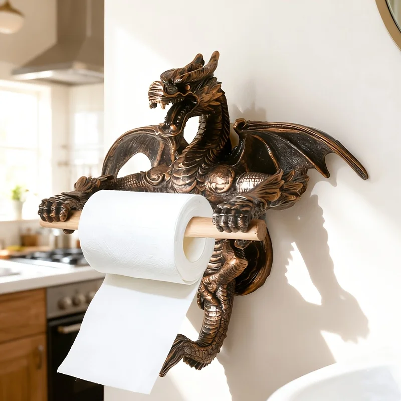 Dragon Shaped Toilet Paper Holder Resin Creativity Toilet Paper Roll Holder Kitchen Bathroom Accessories Household Items Gift