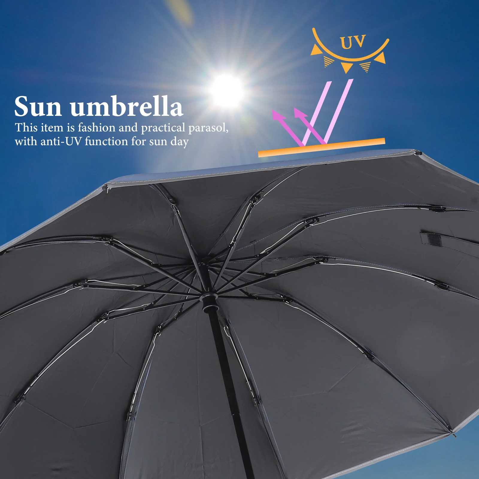 

10 Bone Reverse Folding Umbrella Mini for Travel Men Sun Small Outdoor Fiber Rainproof Compact