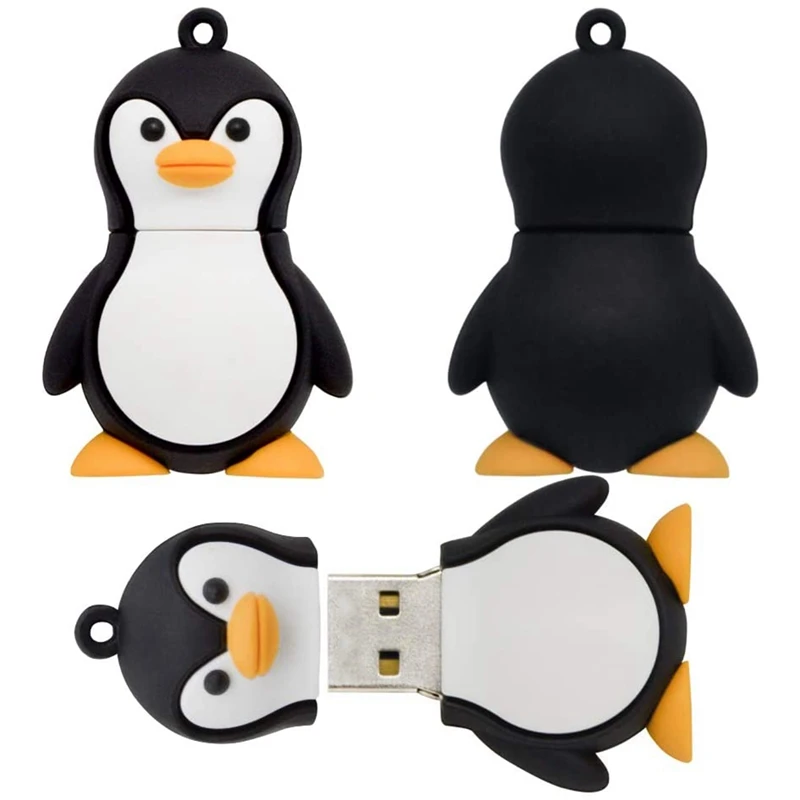 Novedad Cute Baby Penguin USB 2.0 Unidad flash Dispositivo de memoria de datos - Blanco y negro, 2 piezas