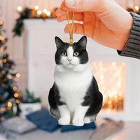 2D Acrylic Flat Printing Cute Cat Pendant Home Tree Window Hanging Decor Gift Pet Lover Car Backpack Creative Animal Ornament