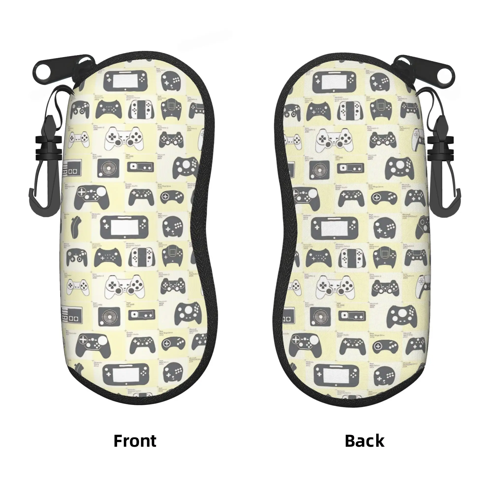 The Evolution of Video Game Controllers Glasses Case Unisex  Sunglasses Case Trend Zip Eyewear Storage Pocket Eyeglass Protector