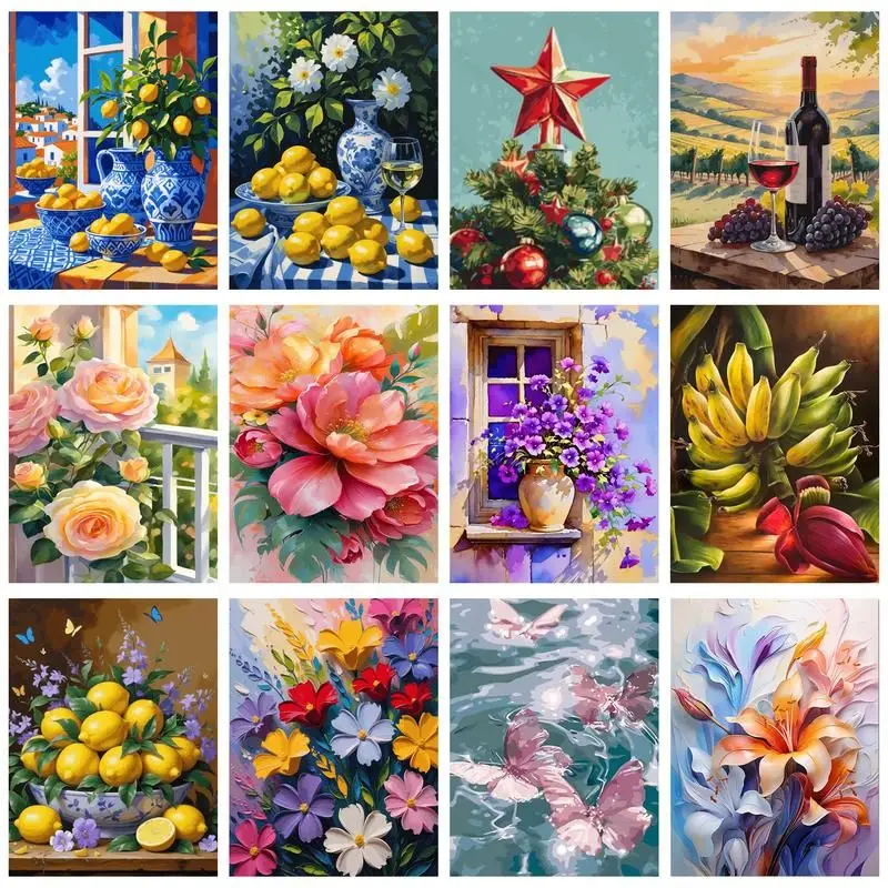 

GATYZTORY Painting By Number Colorful Flowers Drawing On Canvas Wall Art Hand Painted DIY Picture By Numbers Home Decoration