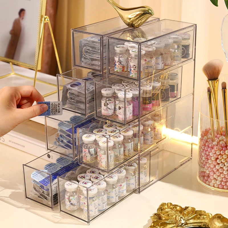 

Transparent Drawer Eyeglasses Storage Box Plastic Sunglasses Case Contact Lens Case Container Eye Contacts Lenses Holder Box