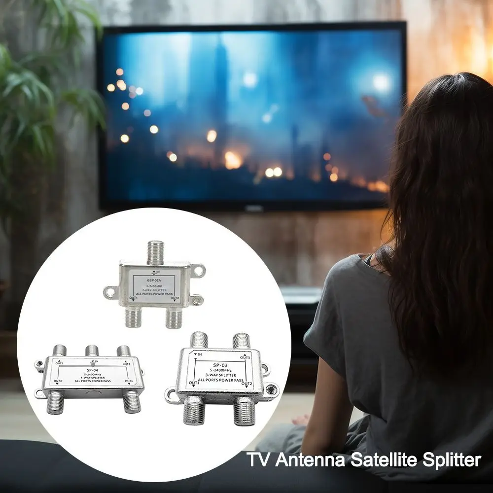 5 to 2400MHz TV Antenna Satellite Splitter F-type Socket TV Satellite Splitter Cable Signal Splitter Connecting TV Signals