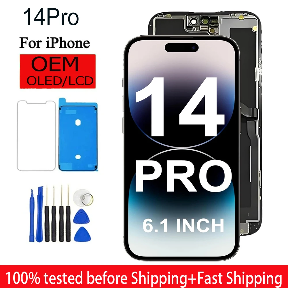 W 100% przetestowany wyświetlacz LCD Premium do iPhone'a 14 Pro Touch z wymianą ekranu dotykowego 3D Wyświetlacz fabryczny A2890 A2650 A2889 A2892