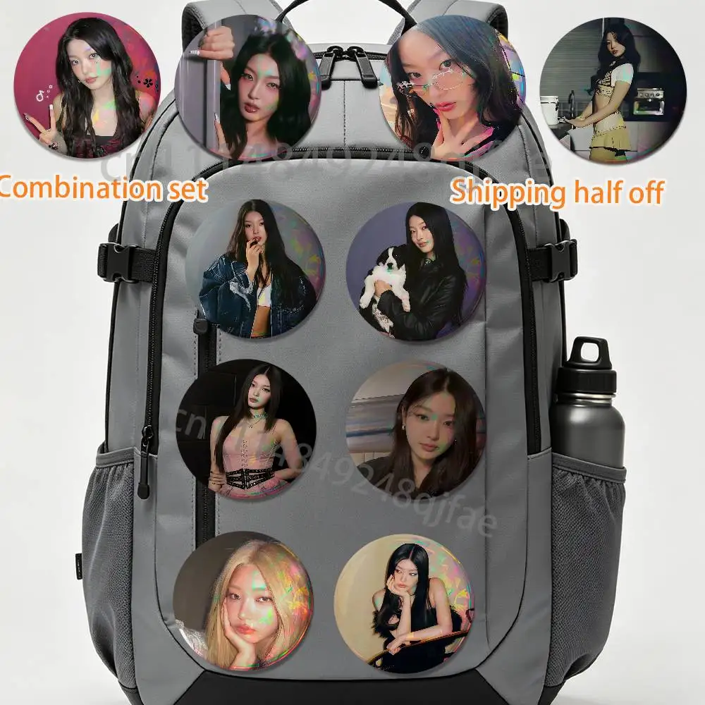 

Y2K girl style Yoonchae 2 piece set Badges On Backpack Jacket Cartoon Round Brooches Acrylic Button Pins Collection Gifts