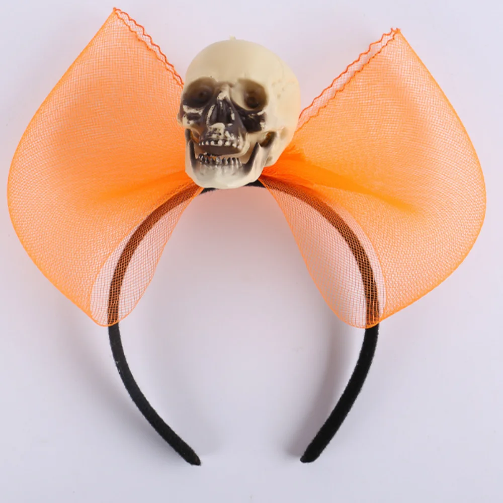 Funny Plastic Halloween Hairband Bow Mesh Headwear Skull Hair Hoop Headdress Hair Accessories Spider Headband Ladies