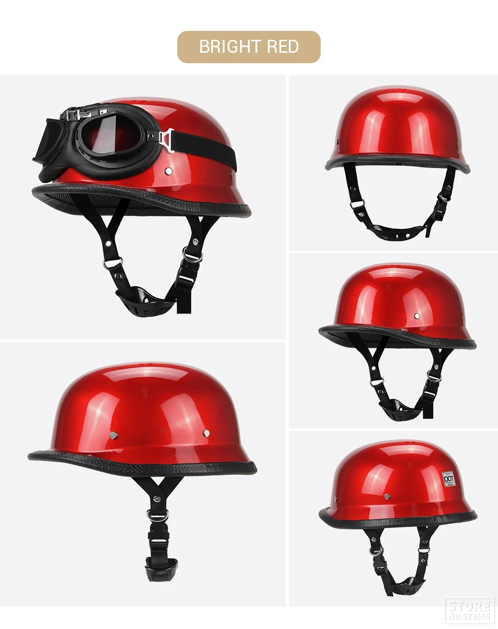 Motorrad Halbhelm Deutscher Leder Vintage Helm Casco Moto Motorrad Jethelm Biker Pilot DOT Zertifizierung S-XXL – Detail 9