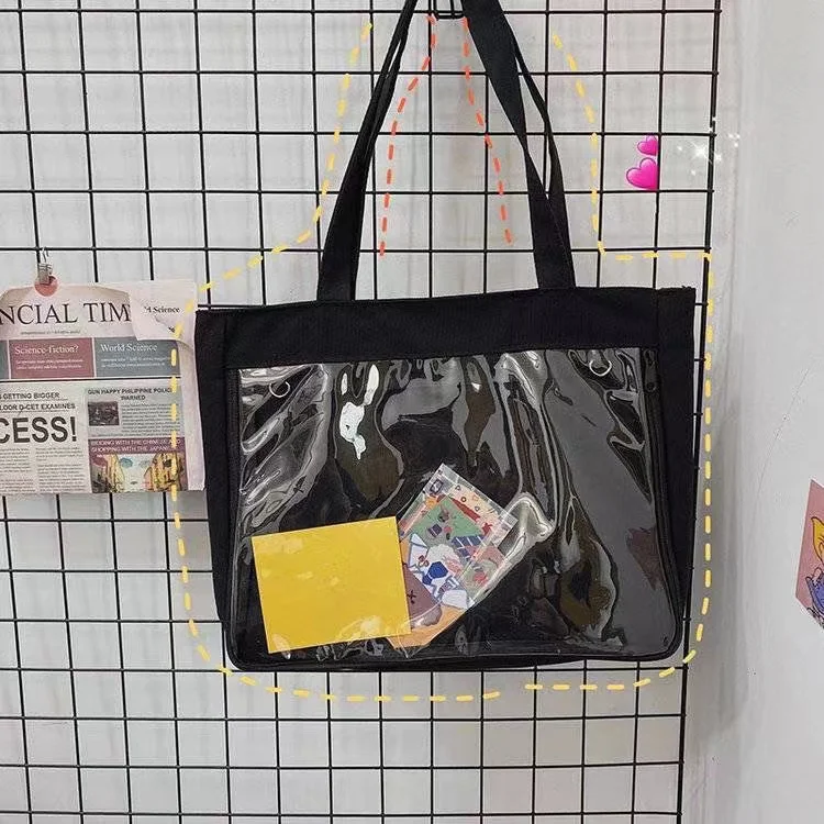 2022 Nieuwe Japanse Kawaii Ita Tas Vrouwen Hoge School Tienermeisjes Jk Tas Grote Canvas Tas Pvc Transparante Itabag Schouder tas Vrouwen