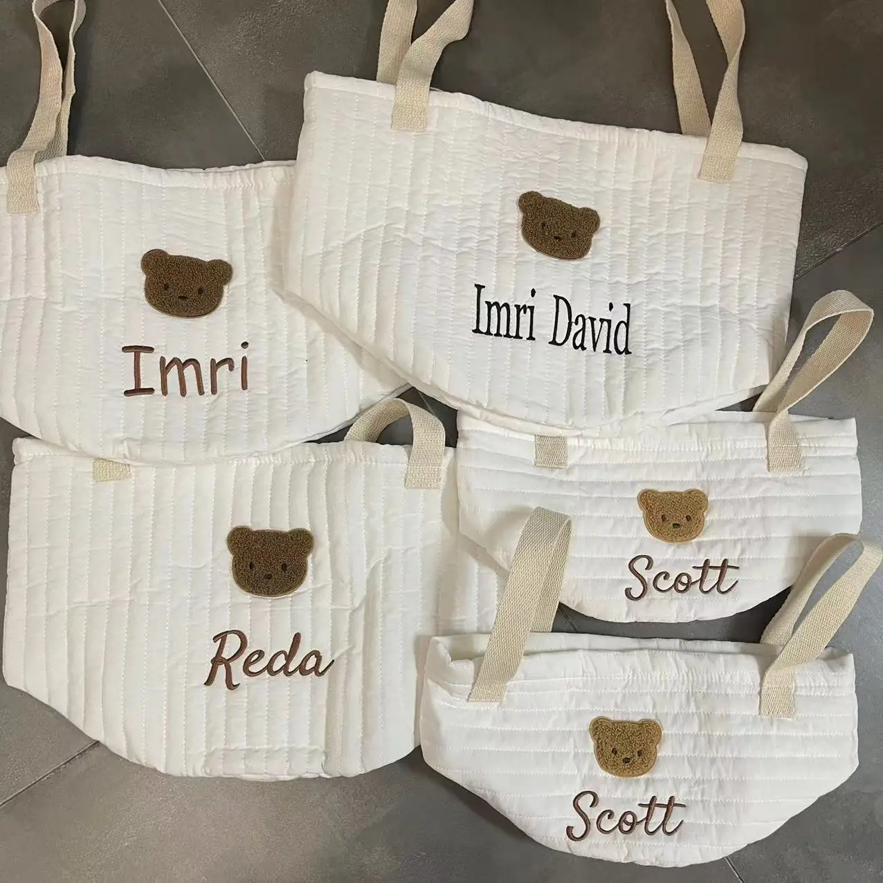 

Cute Bear Storage Embroidered Name Baby Storage Basket Custom Newborn Diaper Sorting Basket Personalized Name Little Kids Basket