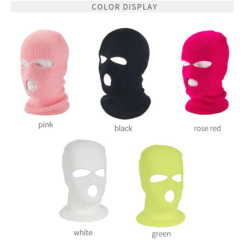 Full Face Cover Ski Mask Hat 3 Holes Balaclava Army Tactical CS Windproof Knit Beanies Bonnet Winter Warm Unisex Caps