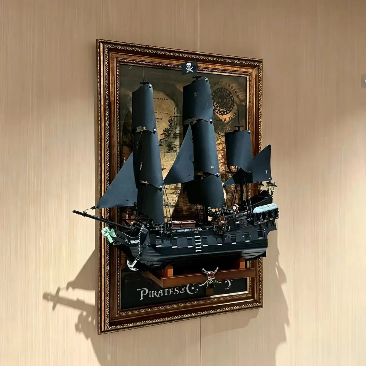 Display Wallboard for LEGO 10365 Black Pearl Ship American Retro  Model Kit Wall Mount Frame Compatible with lego 10365
