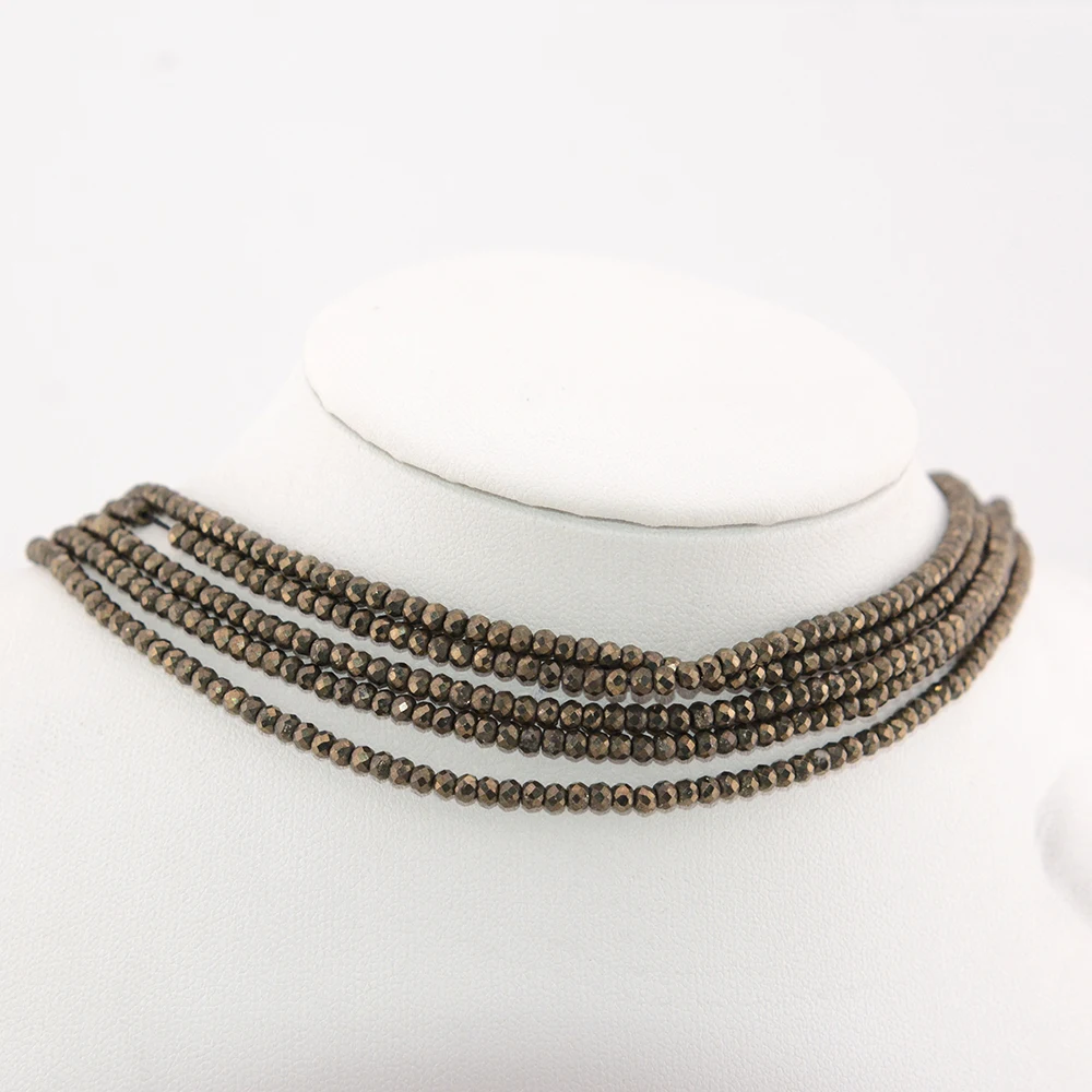 Natürliche Pyrit facettierte runde / Rondell Perlen 2mm, 3mm, 4mm, 1x2mm, 2x3mm, für Schmuckherstellung Armband Halskette Perlen DIY Großhandel – Detail 6