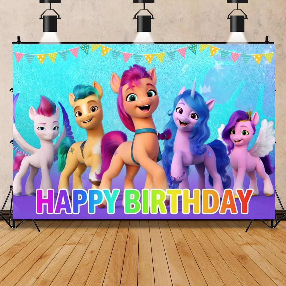 Hasbro meu pequeno pônei chá de bebê festa de aniversário fundo fotografia suprimentos foto pano de fundo palco adereços do miúdo banner cartaz